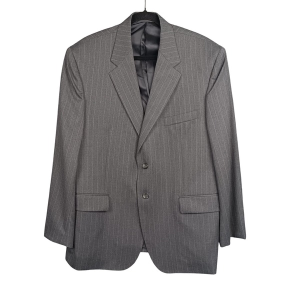 Chaps EST. 1978 Men's Gray Pinstripe Two Button Wool Blazer Jacket - Picture 1 of 8